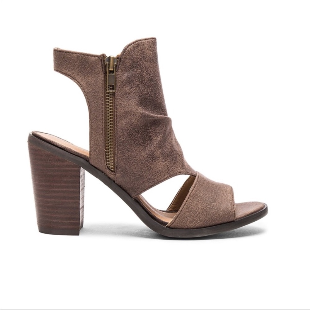 Distressed Mocha Cut Out Peep Toe Bootie - Picture 8 of 8
